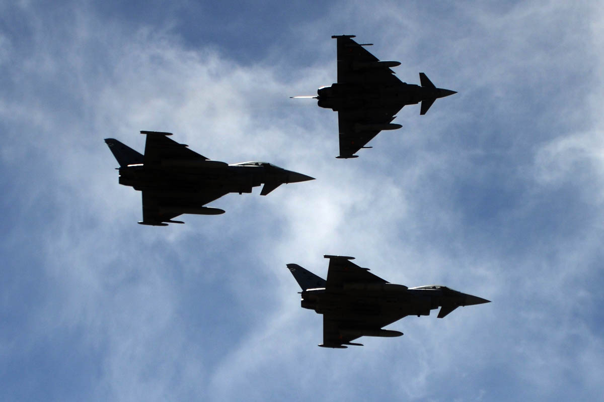 Eurofighter del Ala 14 durante los entrenamientos para el festival aéreo del domingo.