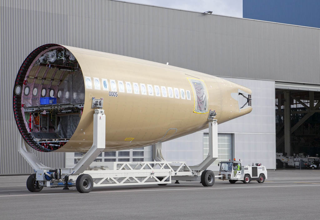 Sección trasera del fuselaje del Airbus A350 número 5