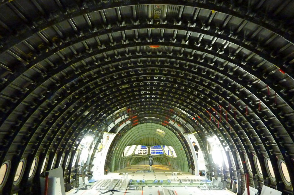 Interior del fuselaje delprimer A350 XWB