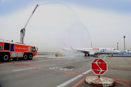LLegada del primer vuelo de Air Europa a Frankfurt