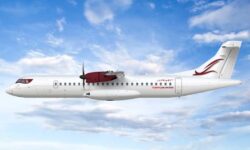 Ilustración de un ATR 72 con colores de Afrijet