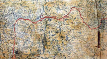 Ruta seguida por Bolland para cruzar los Andes.