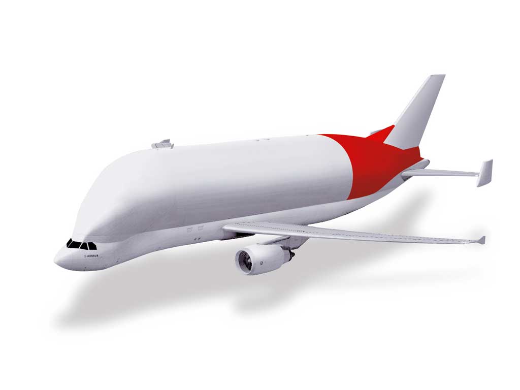 En rojo la parte del Beluga XL que desarrollará y construirá Aernnova