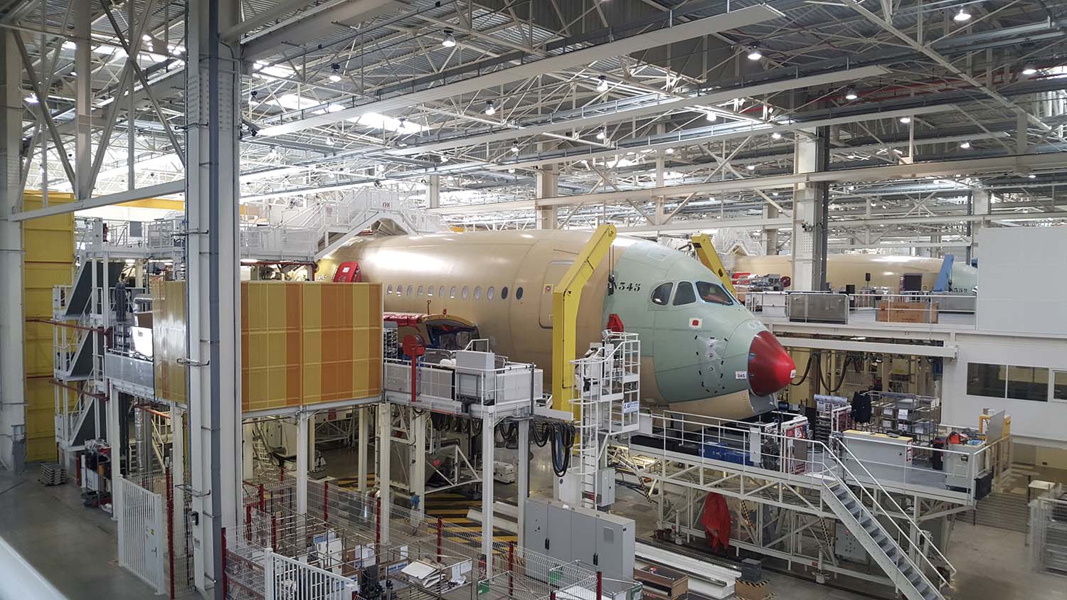 Cadena de montaje del Airbus A350 en Toulouse.