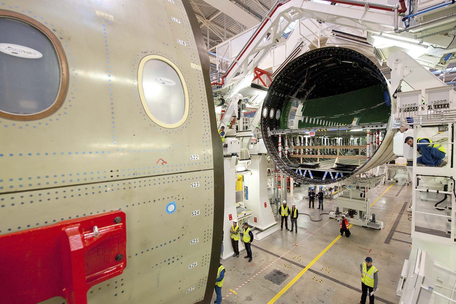 Cadena de montaje del Airbus A350.
