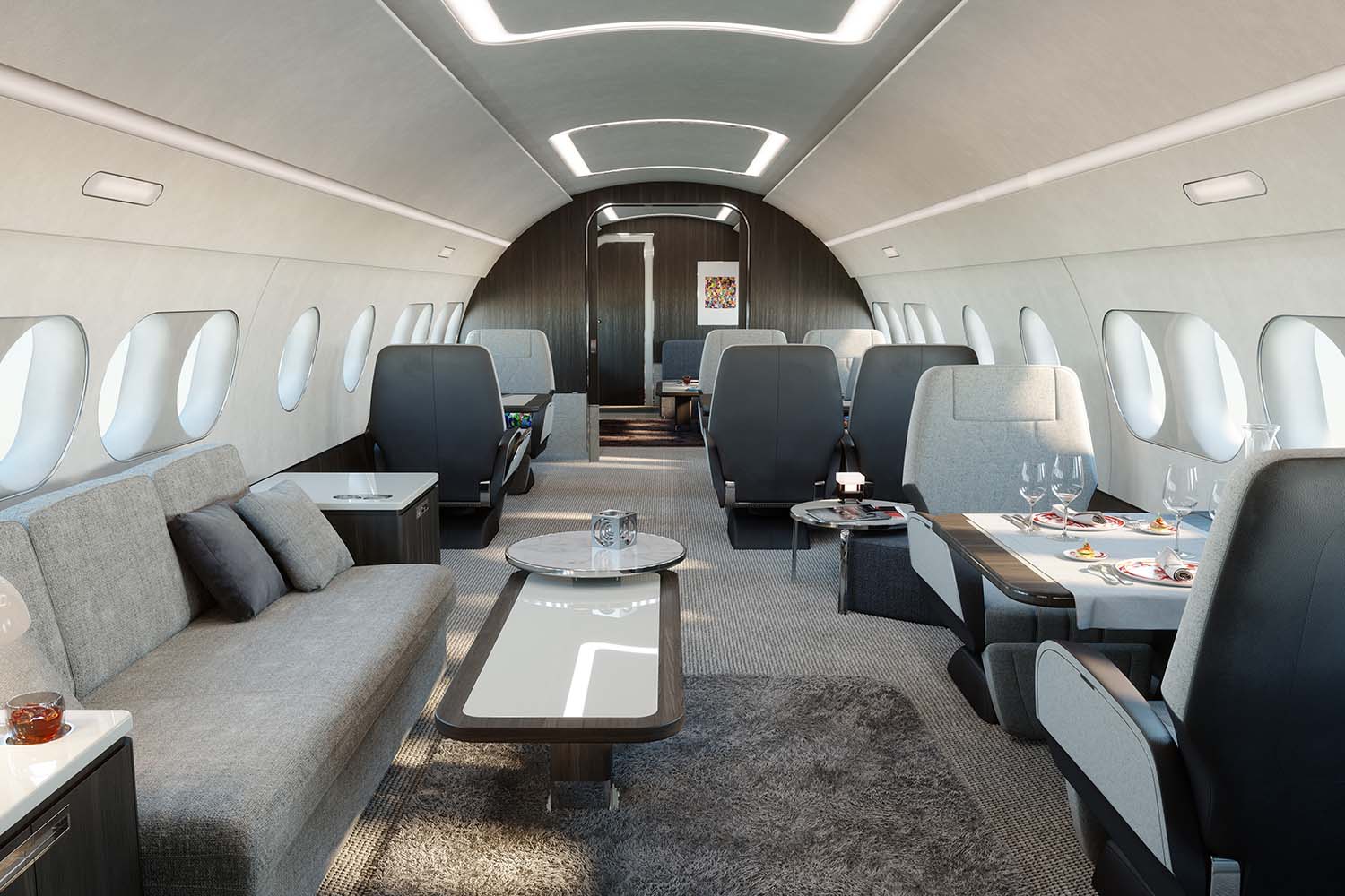 Interior de un ACJ220 , modelo que Airbus espera sea un favorito de los clientes estadounidenses en el futuro.