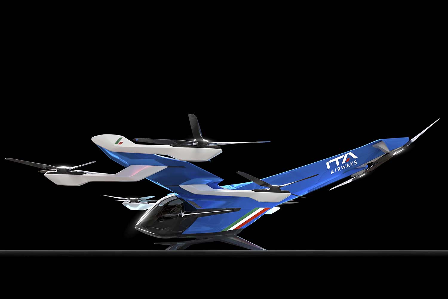 eVTOL Airbus CityAirbus NextGen con colores de ITA Airways.