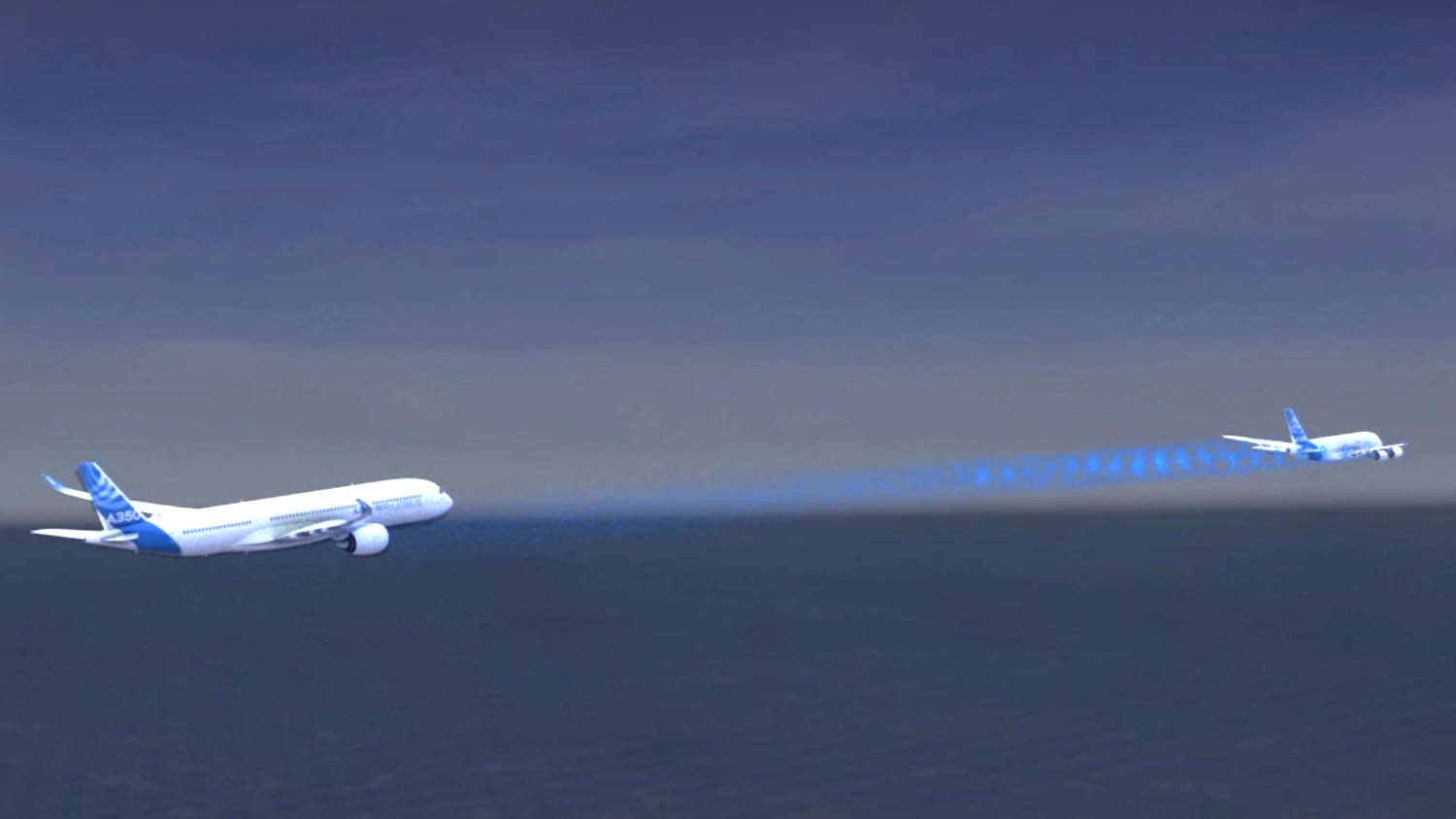 Dos aviones volando en formación a un 3 km de distancia puede ser el futuro del transporte aéreo.