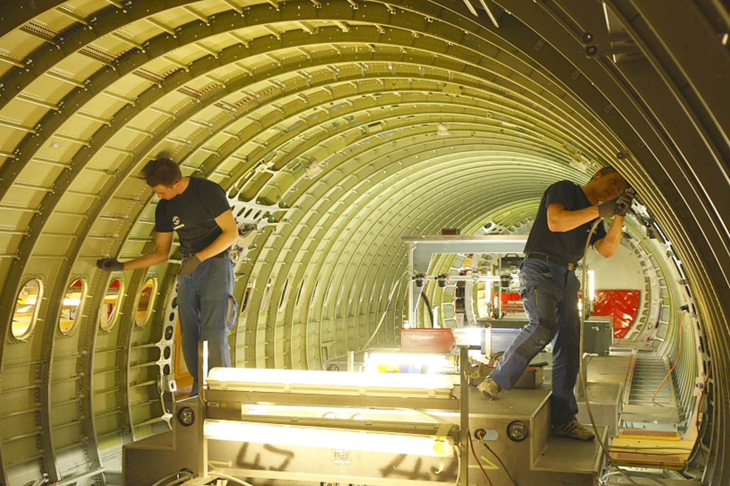 Trabajadores de Airbus en Hamburgo.