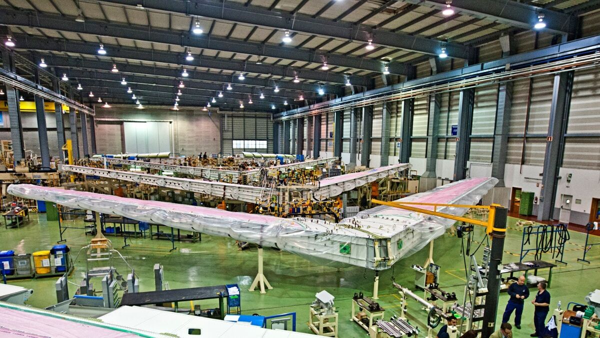Producción de estabilizadores horizontales del Airbus A380 en la factoría de Puerto Real.