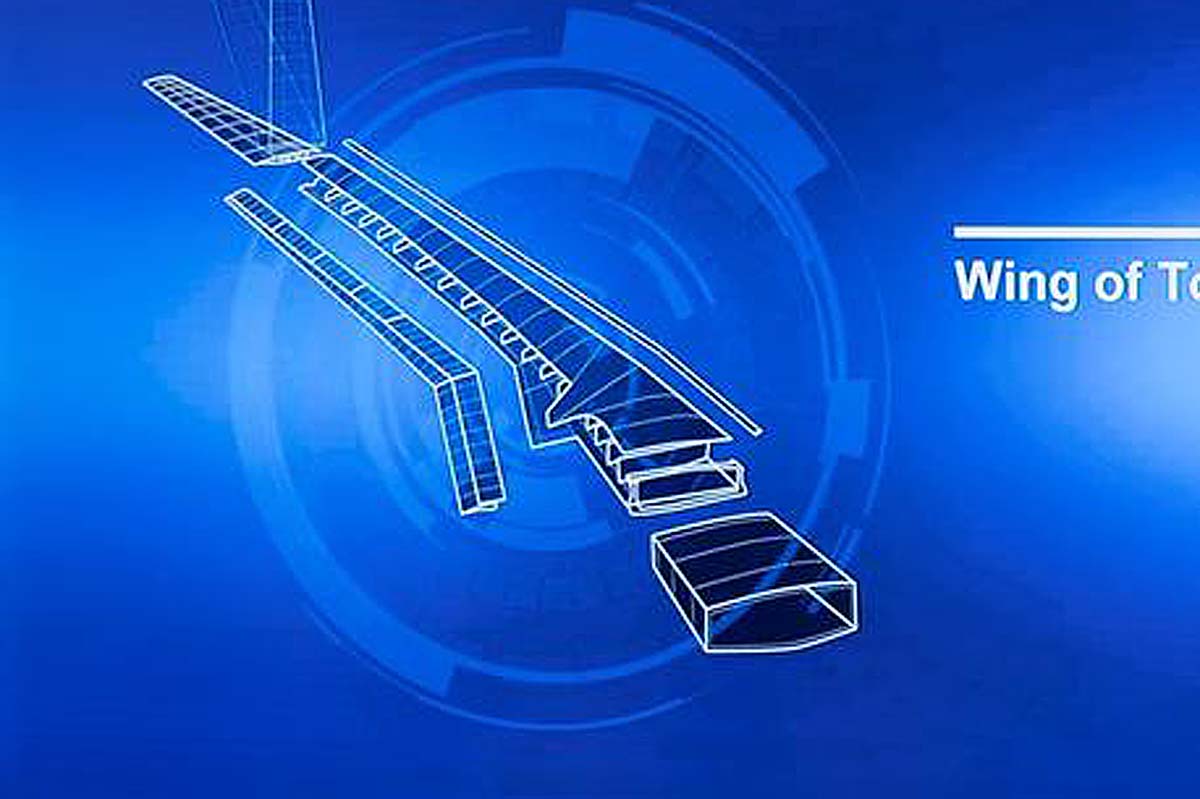 Esquema del primer ala del mañana desarrollada por Airbus con su sistema de plegado.