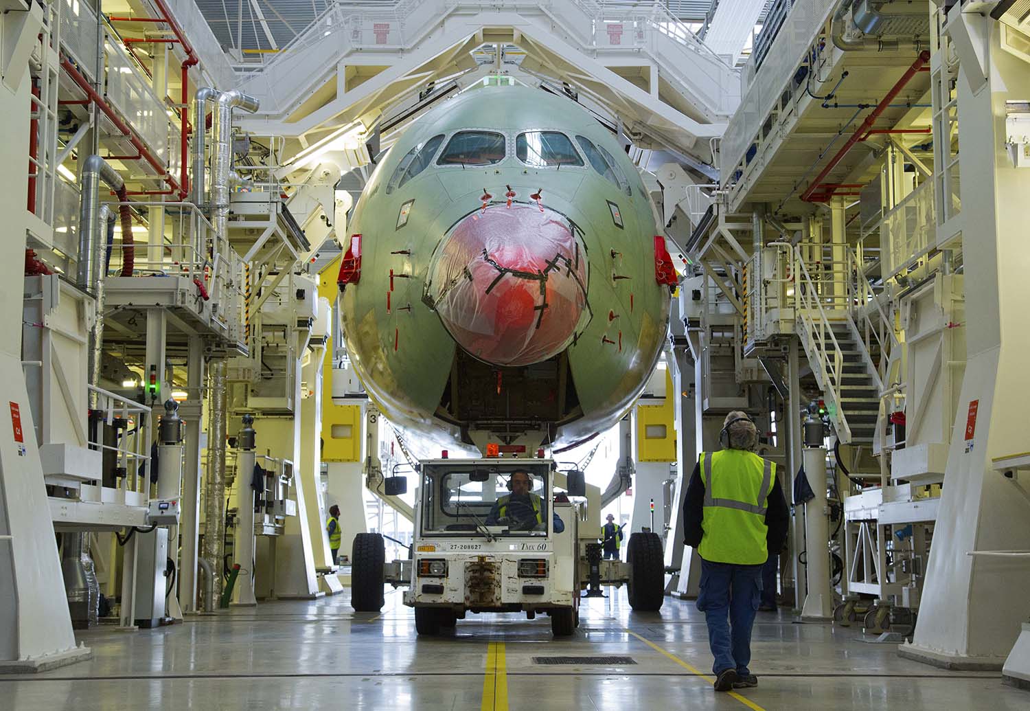 Cadena de montaje del Airbus A350 en Toulouse.