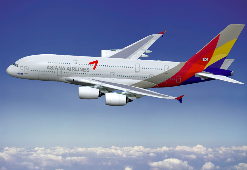 Airbus A380 con colores de Asiana Airlines