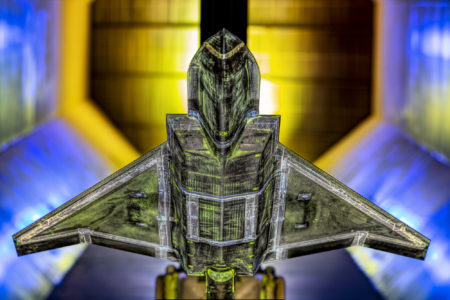 Vista inferior de la maqueta del tempest evaluada en el túnel de viento.