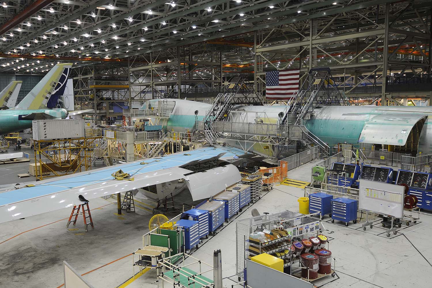 Cadena de montaje del Boeing 747 en Everett.