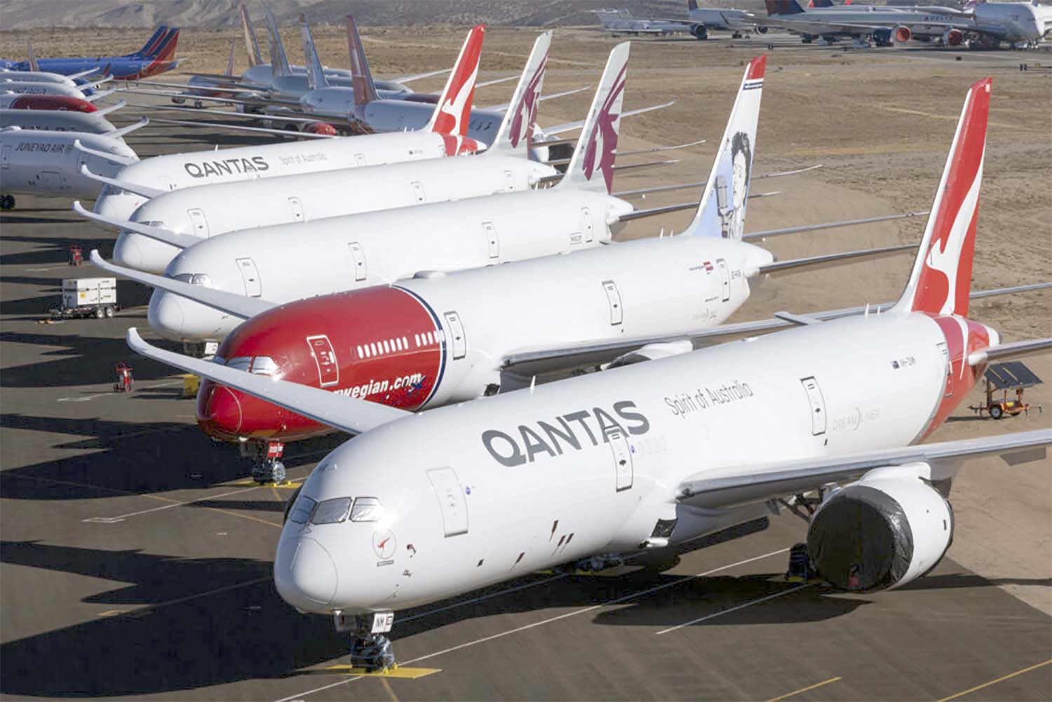 Boeing 787 almacenados en Victorville a la espera de su entrega.