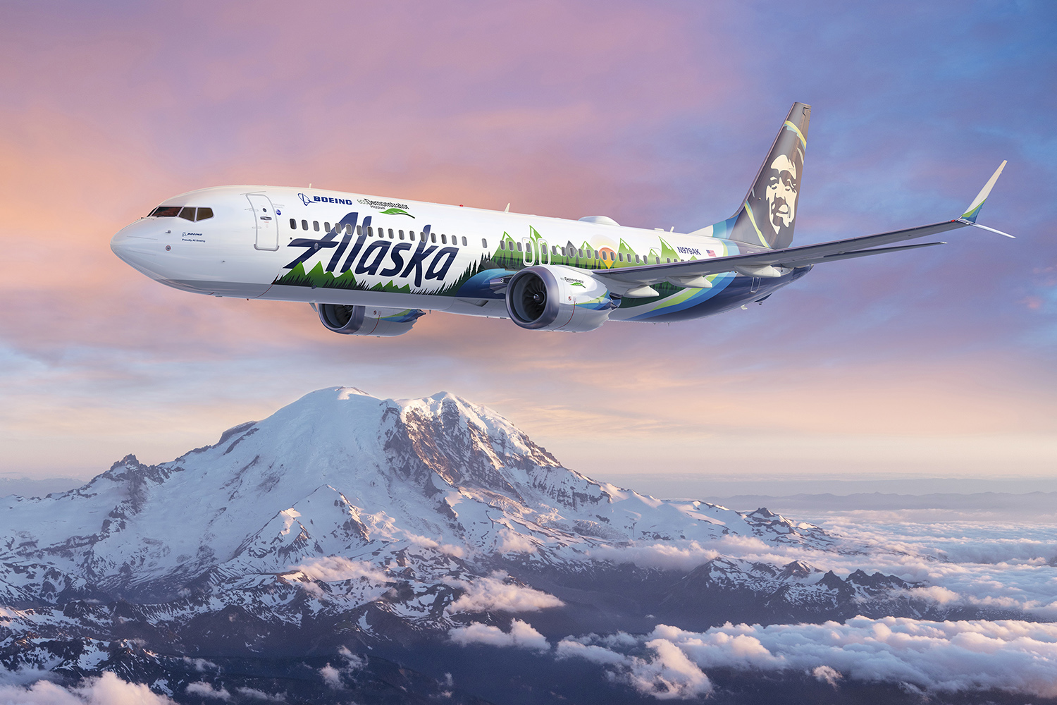 El Boeing 737-9 MAX de Alaska Airlines que Boeing usará como Ecodemostrador en 2021 irá especialmente decorado.