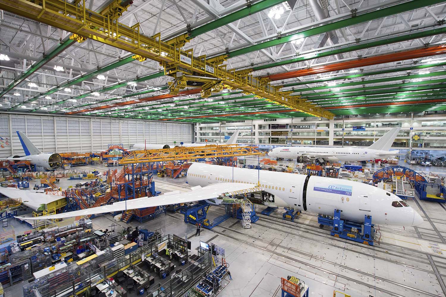 Montaje del primer B-787 de Air Europa en la factoría de North Charleston eb 2016. Allí se han montado todos los de la aerolínea salvo tres.
