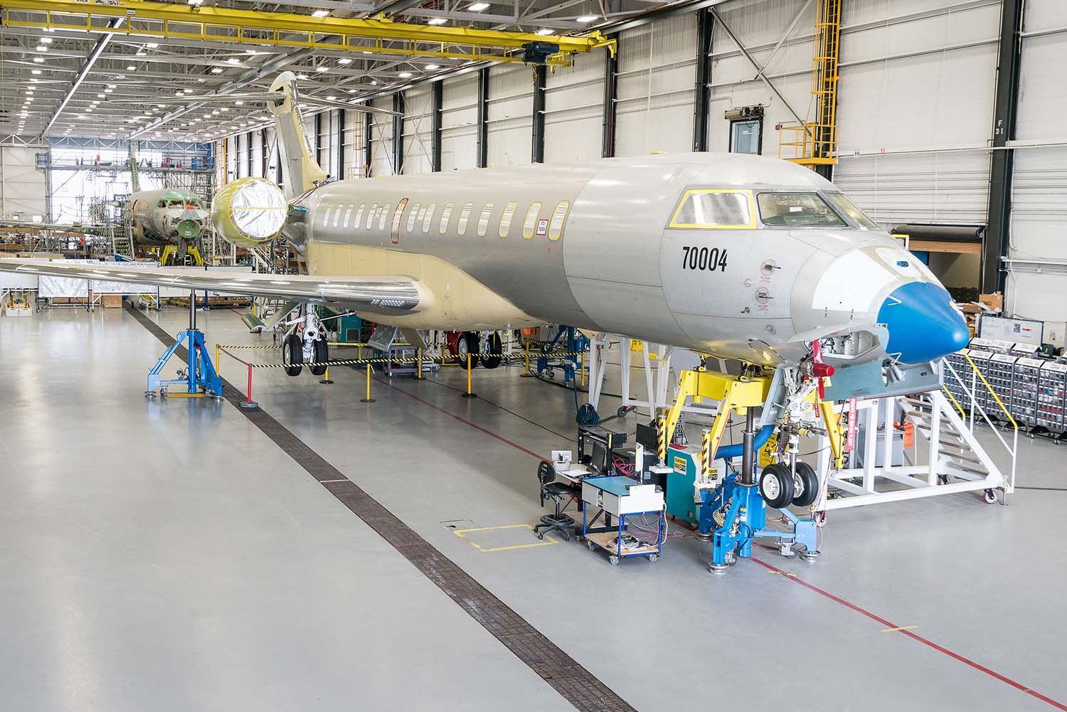 Cadena de montaje del Bombardier Global 7000.
