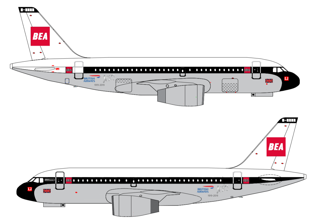 Este será el esquela de pintura que lucirá desde el mes de marzo el Airbus A319 G-EUPJ de British Airways.