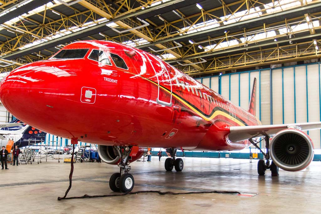 OO-SNA el Airbus A320 que Brussels Airlines ha dedicado a la selección belga de fútbol.