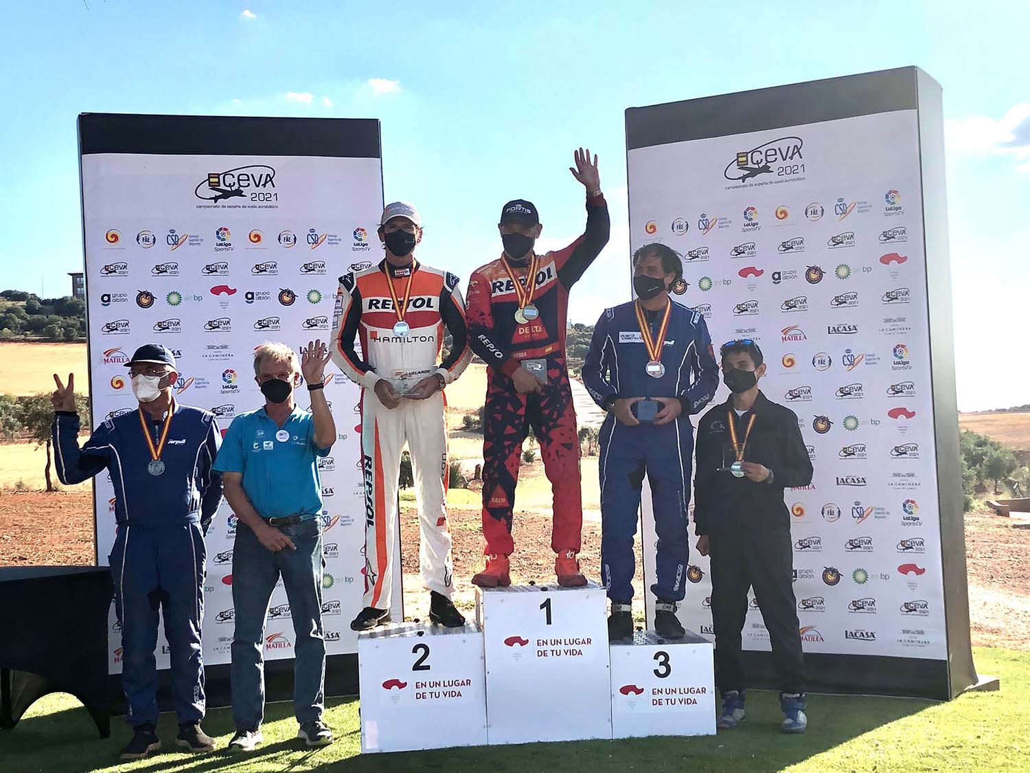 Podio de la categoría Ilimitado del Campeonato de España de Vuelo Acrobático 2021