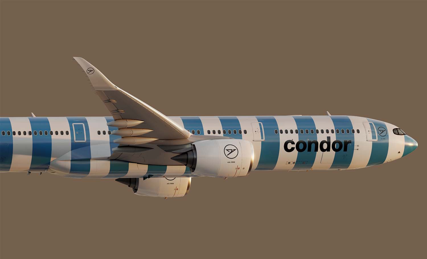 La nueva imagende Condor alterna rayas de un color y grises.