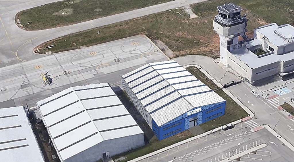 Aspecto que ofrecerá el nuevo hangar de EAS Barcelona en el aeeropuerto de Sabadell.