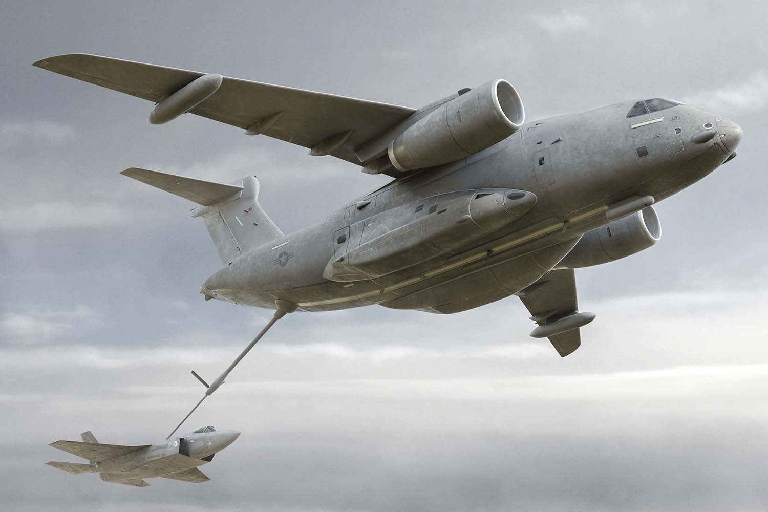 Así podrá lucir el Embraer KC-390 con pértiga de reabastecimiento en vuelo y emblemas de la USAF.