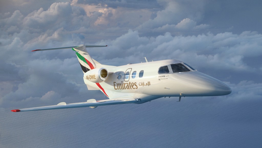 Así irán decorados los Embraer Phenom 100E de la escuela de pilotos de Emirates.