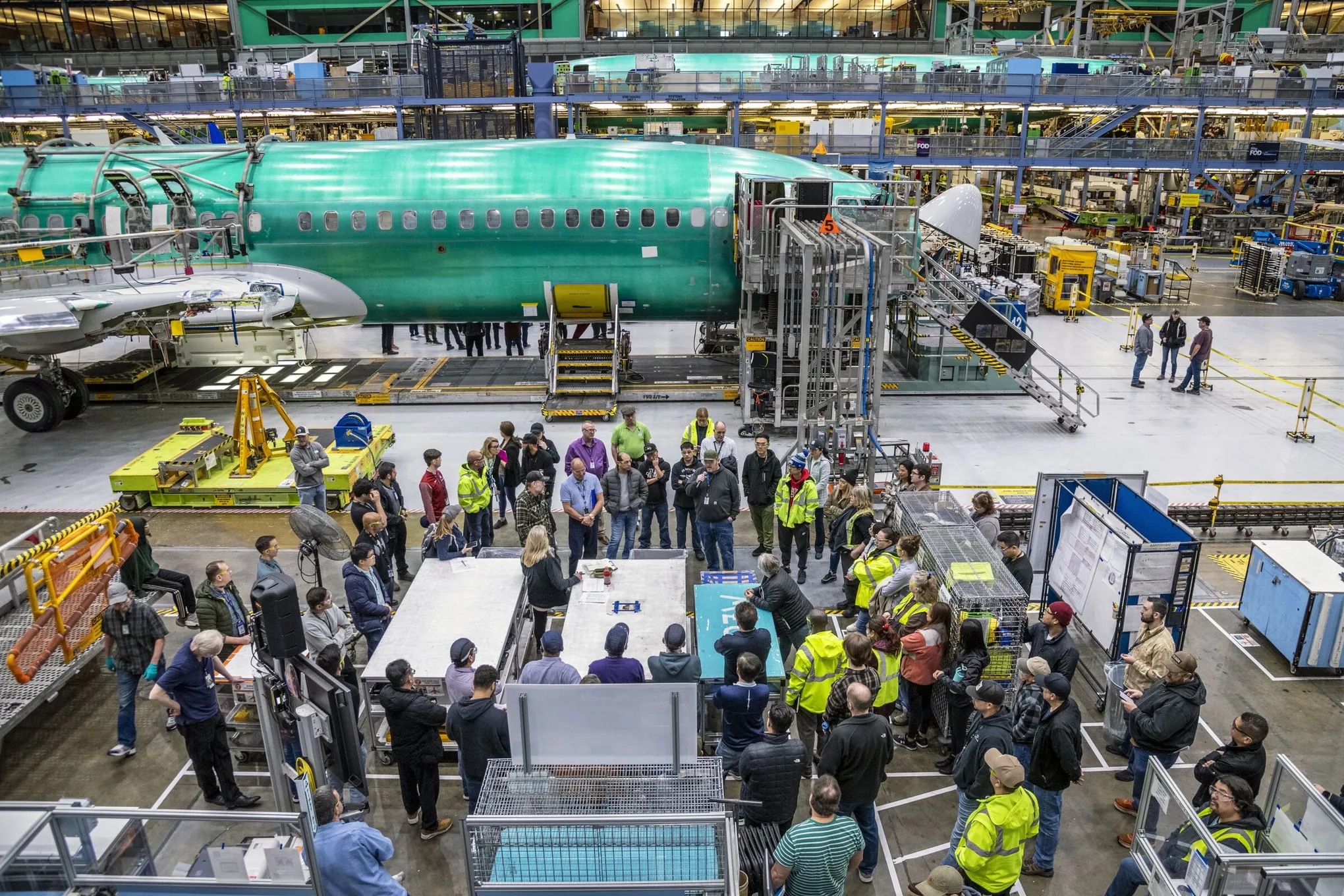 Empleados de Boein en una de las reuniones para tratar sobre la calidad y seguridad de la producción.