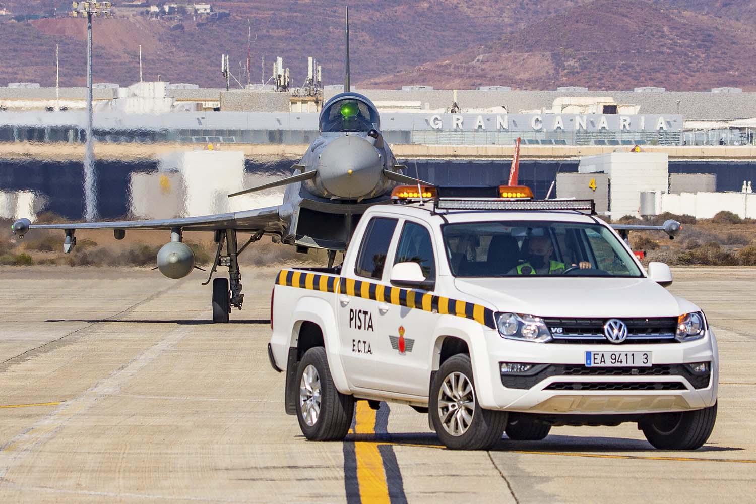 Eurofighter del Ejército del Aire español operando desde la base aérea de Gando.