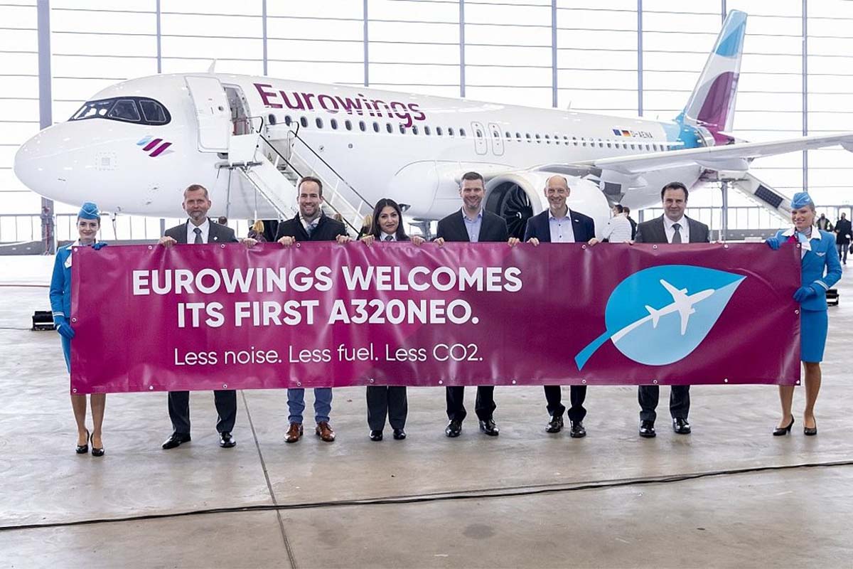 Recepción del primer Airbus A320neo de Eurowings en Dusseldorf.Q