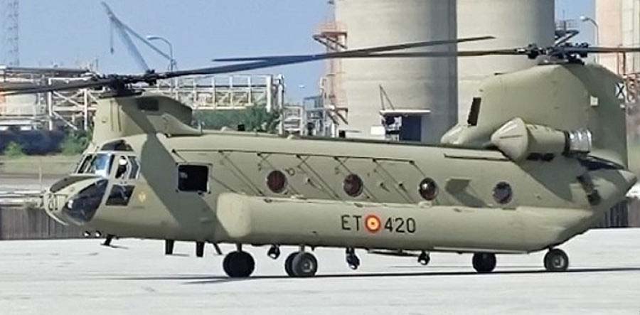 El primer CH-47D de FAMET fotografiado en las instalaciones de Boeing antes de su traslado a España.