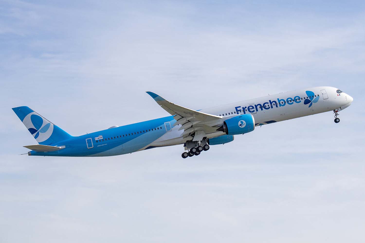 El primer Airbus A250-1000 de French Bee durante uno de sus vuelos de prueba.