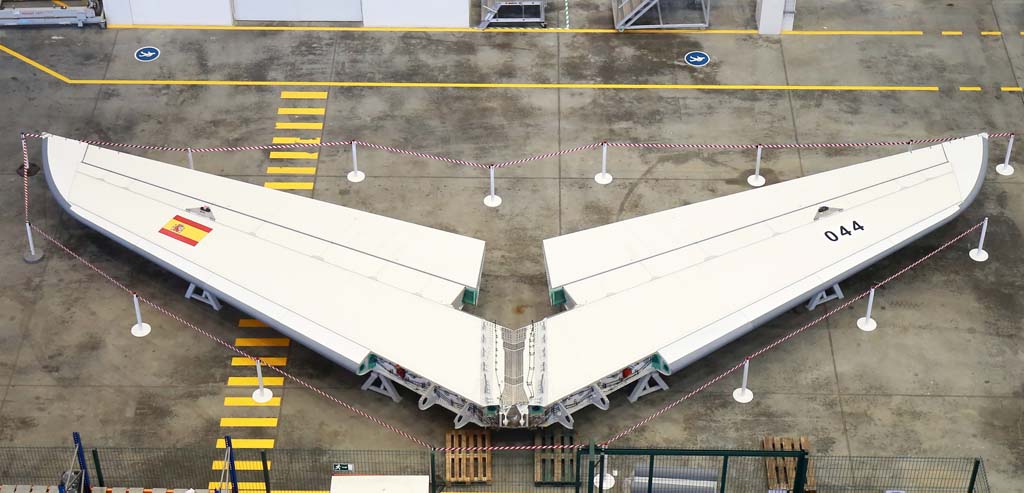 El estabilizador horizontal del primer A400M para el Ejército del Aire español en la factoría de Sevilla.