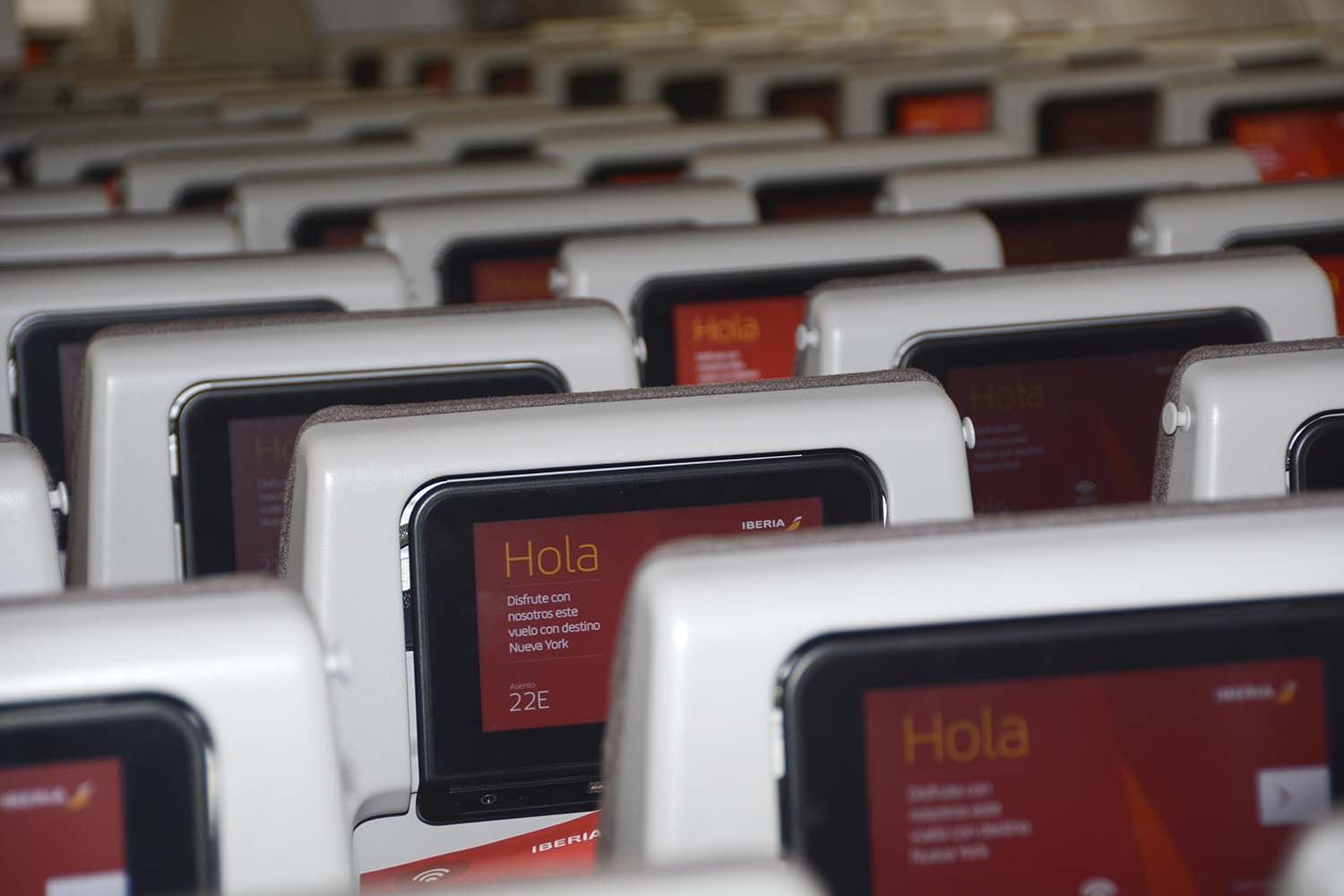 Asientos de clase turista de Iberia.