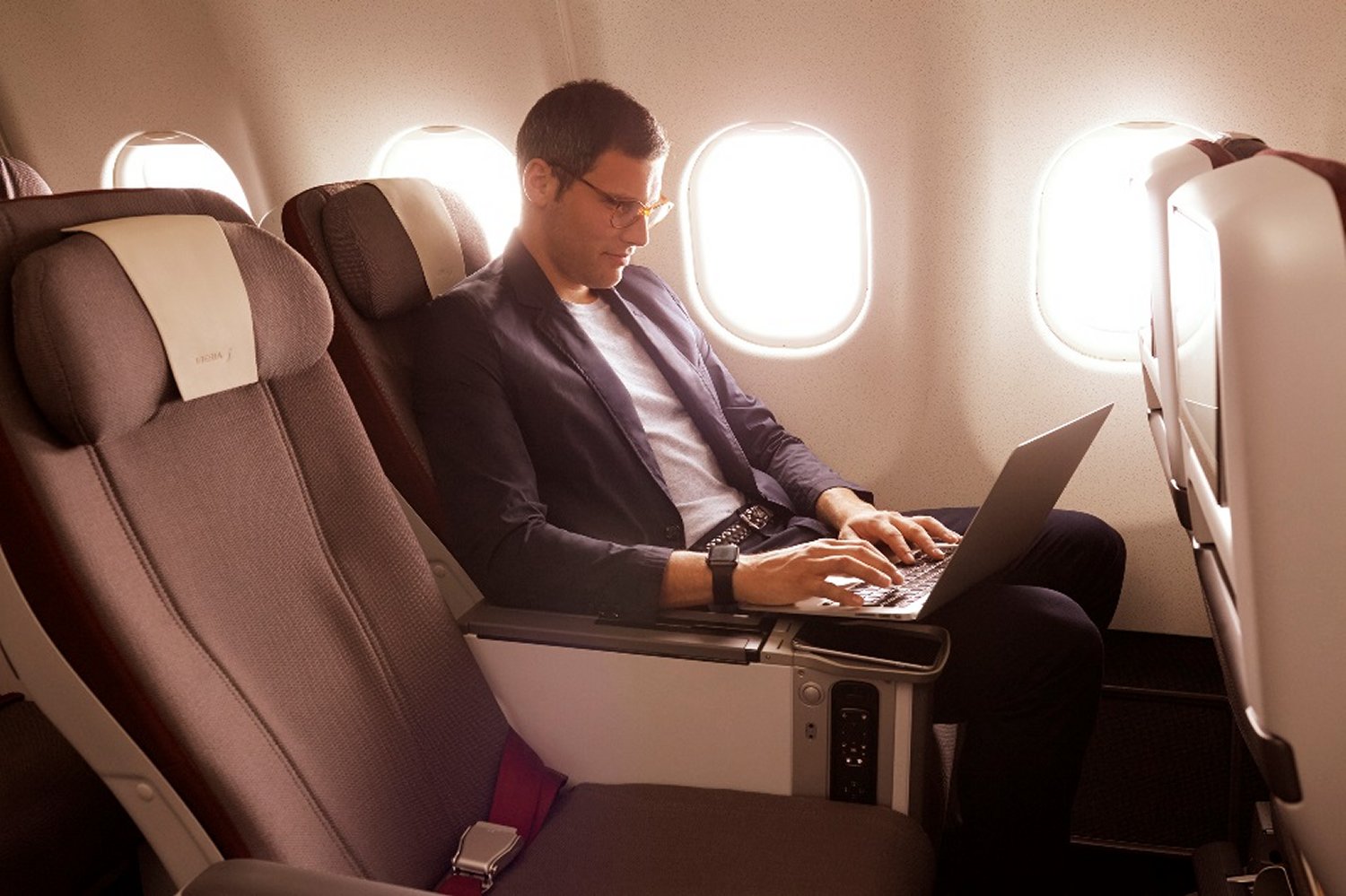 Asiento de turista premium de Iberia en sus aviones de largo radio.