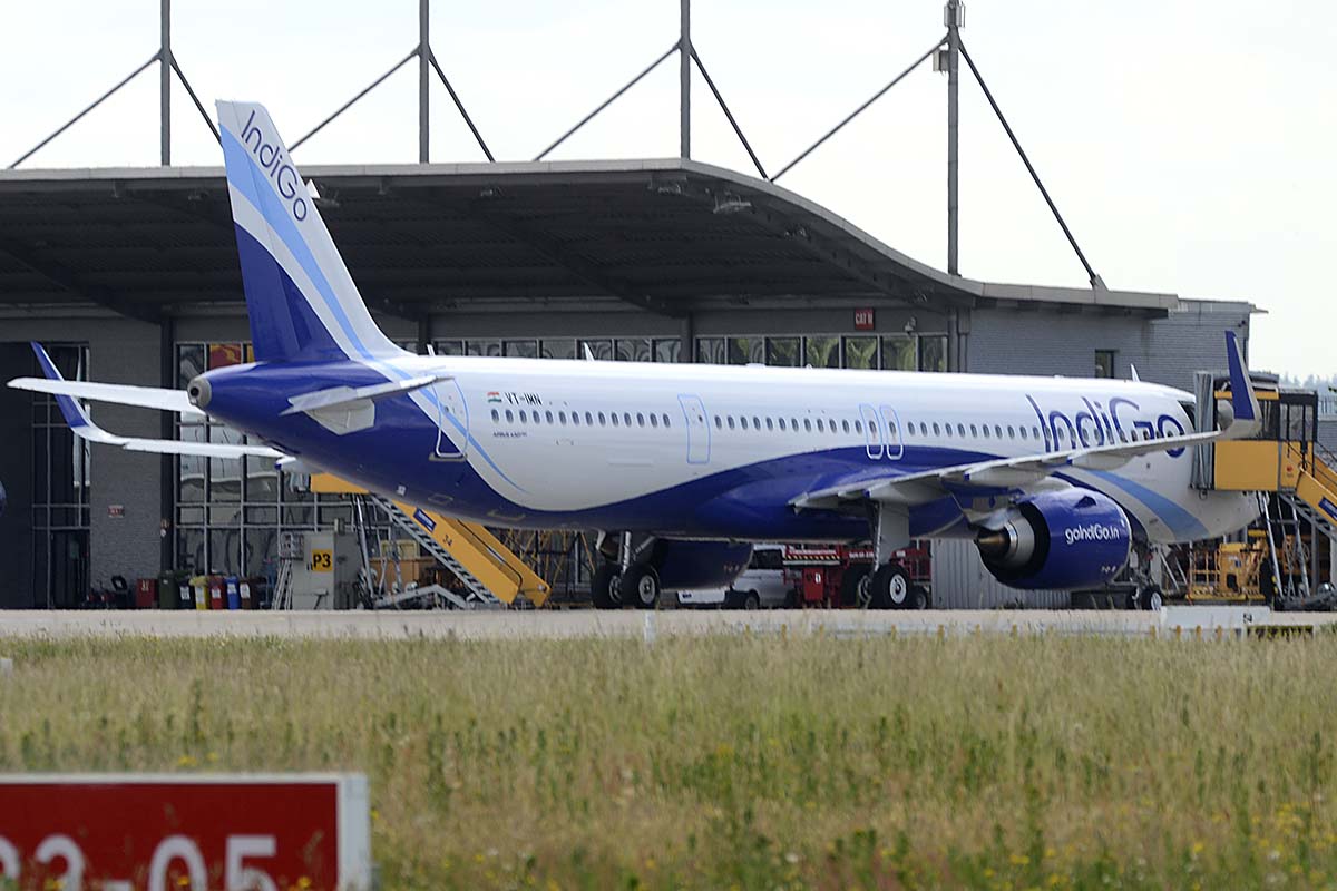 Airbus A321 de la aerolínea india IndiGo listo para su entrega en Finkenwerder.