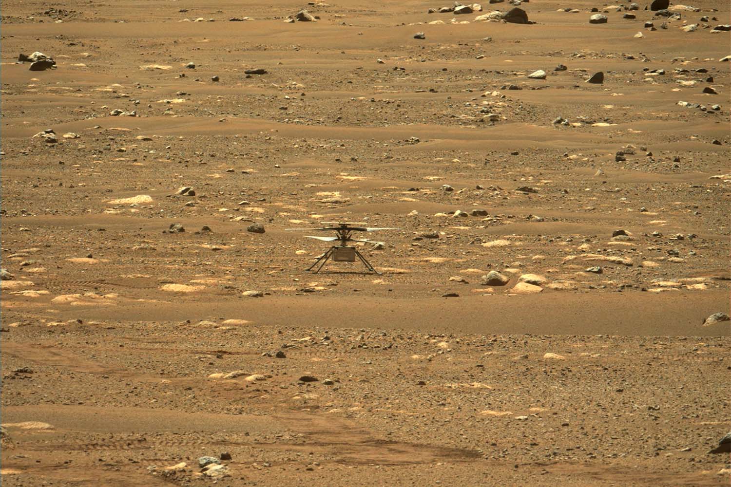 El Ingenuity sobre el helipuerto JZRO.