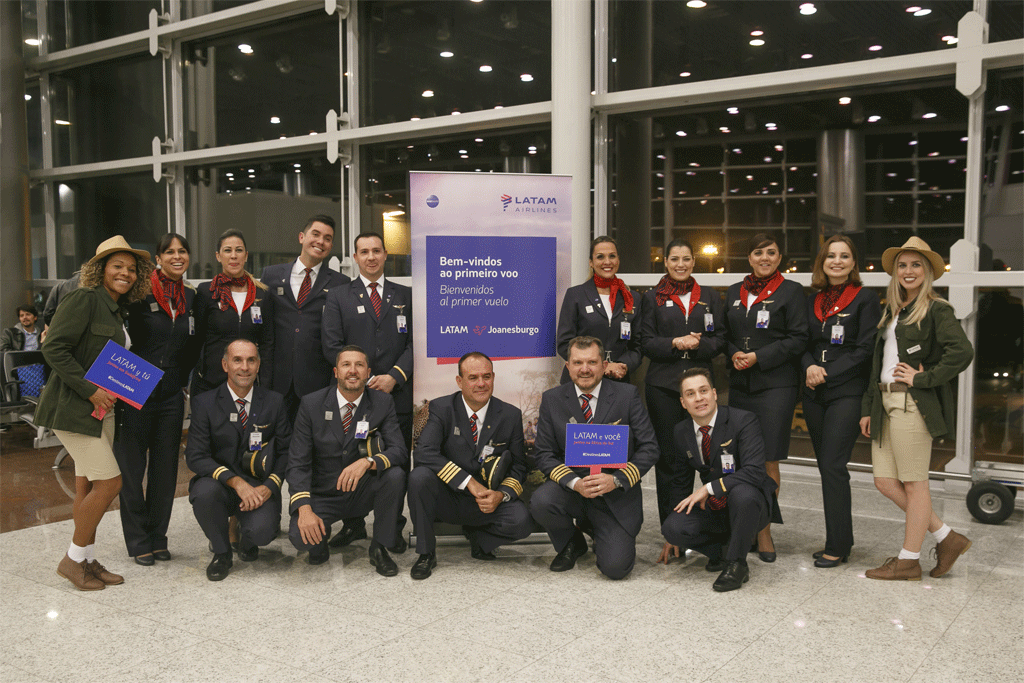 Llegada a Johannesburgo del primer vuelo de LATAM Airlines