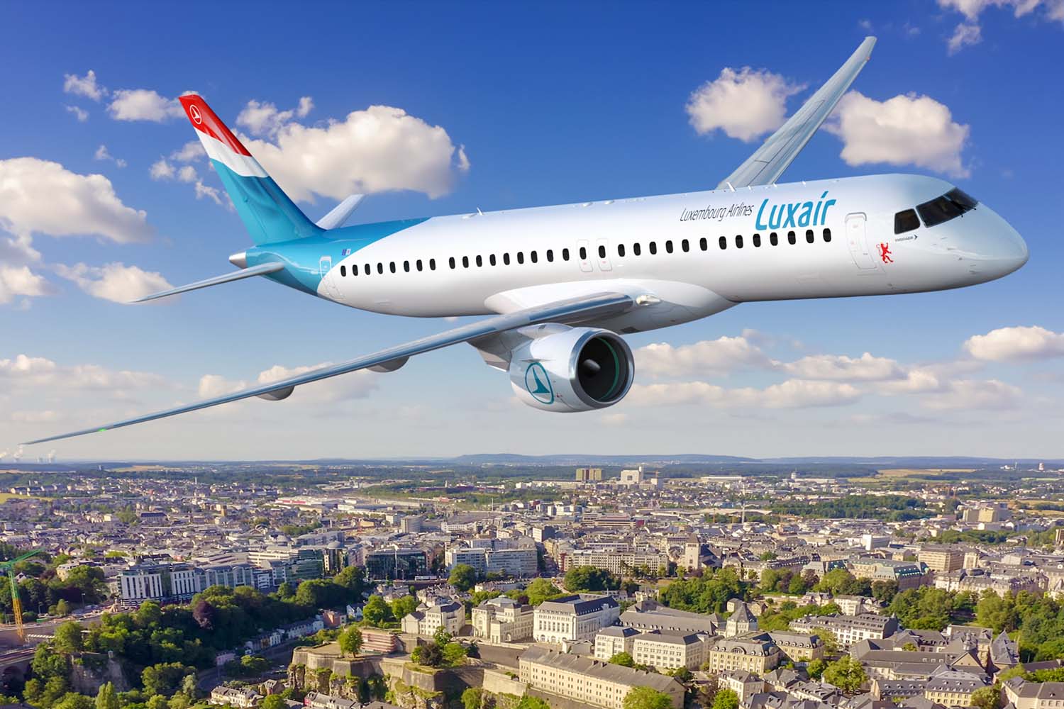 Embraer E195-E2 con colores de Luxair.