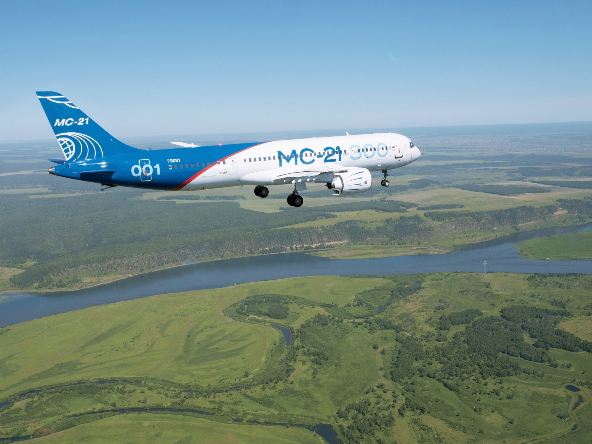 El MC-21 durante su primer vuelo el 28 de mayo de 2017.