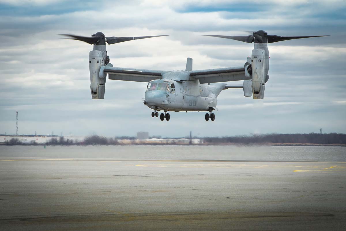 instalaciones de Boeing en Filadelfia del primer MV-22B para su modificación.