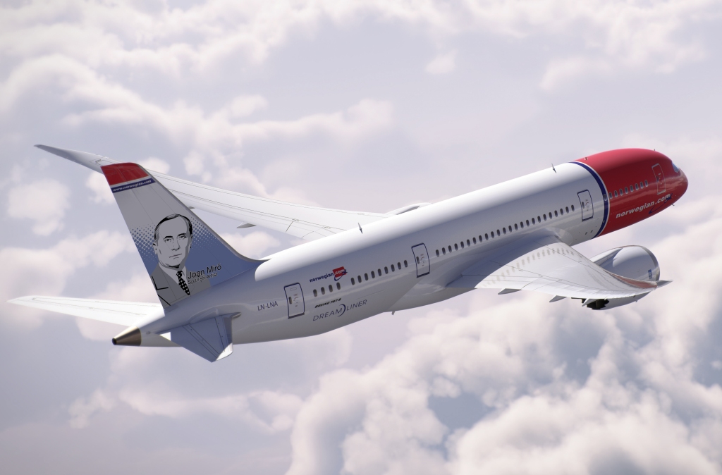 Miró es el el octavo español (incluyendo a Colón) que decora la cola de los aviones de Norwegian.