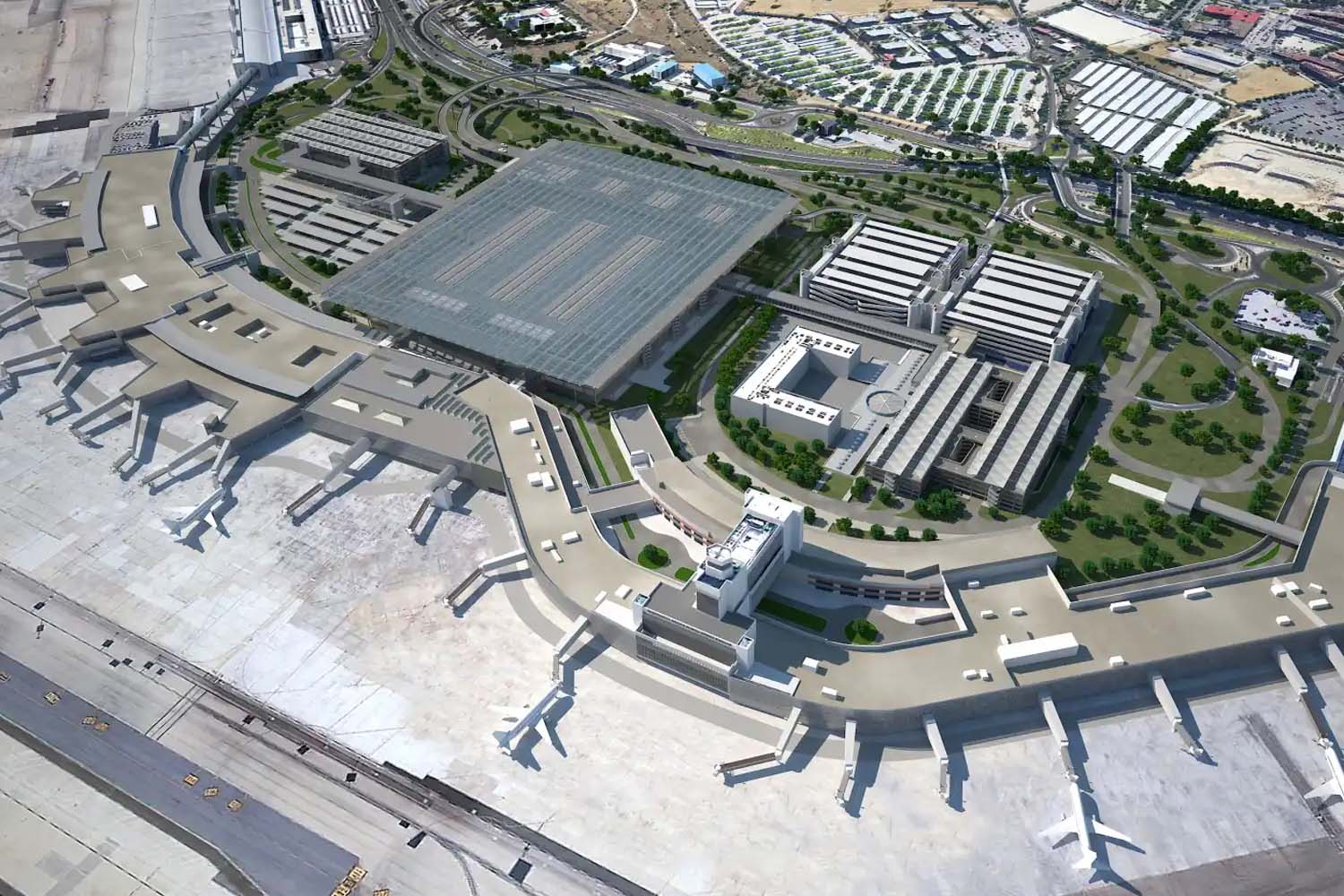 El nuevo edificio distribuidor en el aeropuerto de Madrid-Barajas.