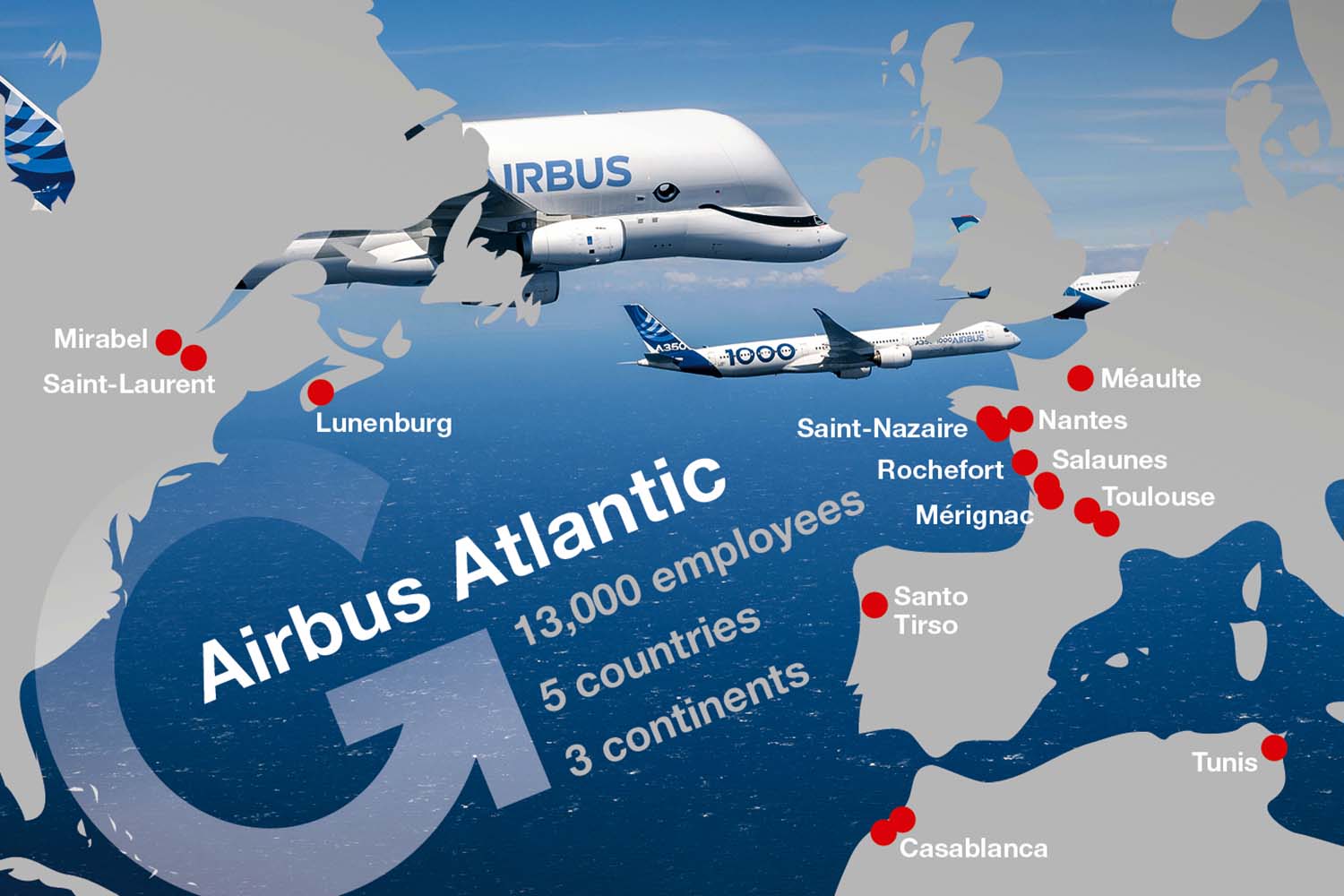 Situación de las plantas de la nueva Airbus Atlantic.
