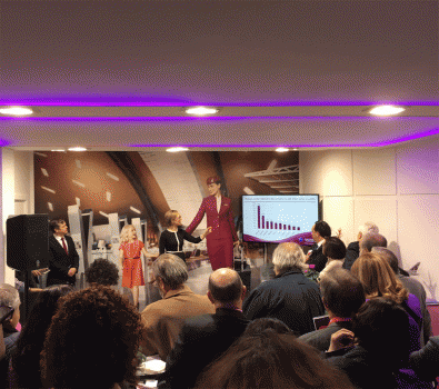 Marimar Laveda durante la presentación de Qatar en Fitur 2016.