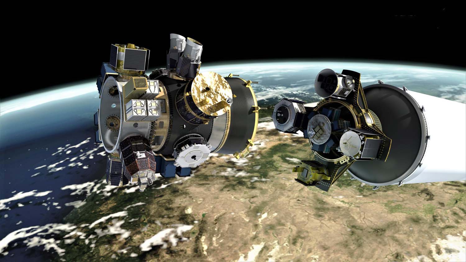 Para poder colocar en órbita los 64 satélites ha sido necesario diseñar unos soportes especiales que se separarán del cohete primero.