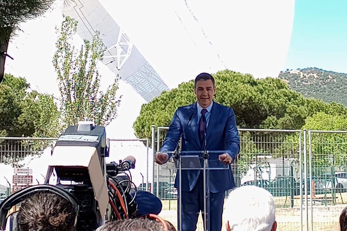 Pedro Sánchez durante su discruso de presentación del PERTE Aeroespacial.